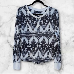 Polo Ralph Lauren Aztec Southwestern  Black White Thermal Top  Women Size Large